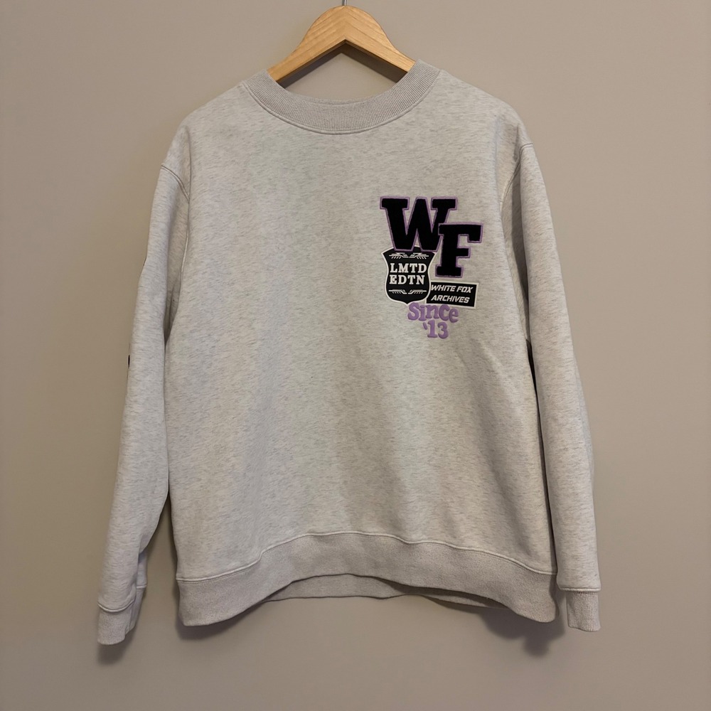 White Fox Archives Limited Edition Grey Graphic Crewneck Sweatshirt L/XL